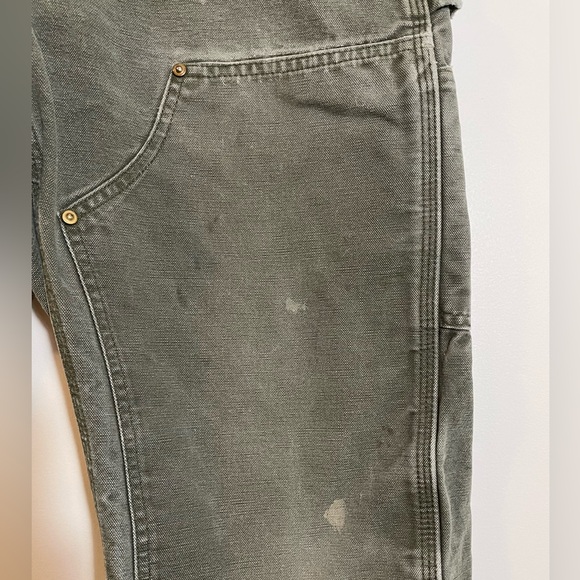 VTG Carhartt Double Knee Carpenter Pants Moss Green Distress 32x30 B01 MOS USA - Picture 7 of 12
